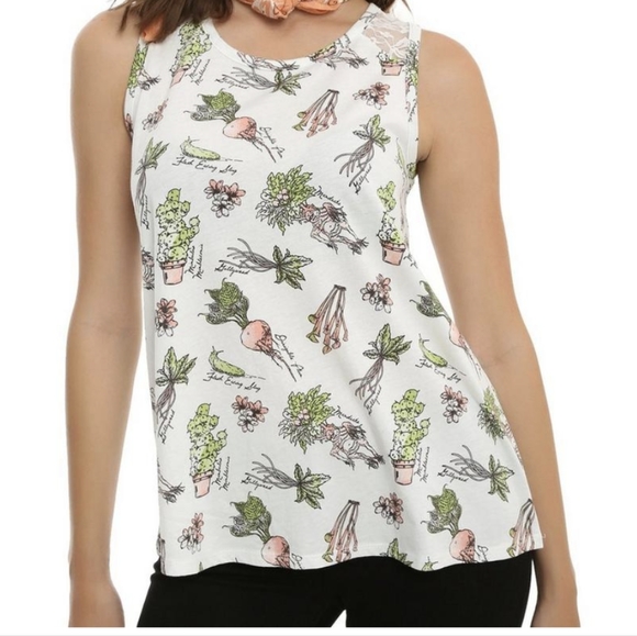 Harry Potter Mandrake Herbology White Lace Tank Top - Picture 1 of 6